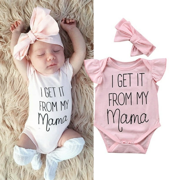 Cute Newborn Baby Girl Clothes Romper Bodysuit Jumpsuit Headband Outfits Set